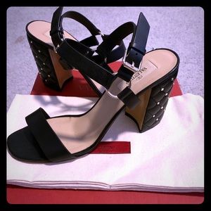 Valentino Garavani Leather Studded Block Heel